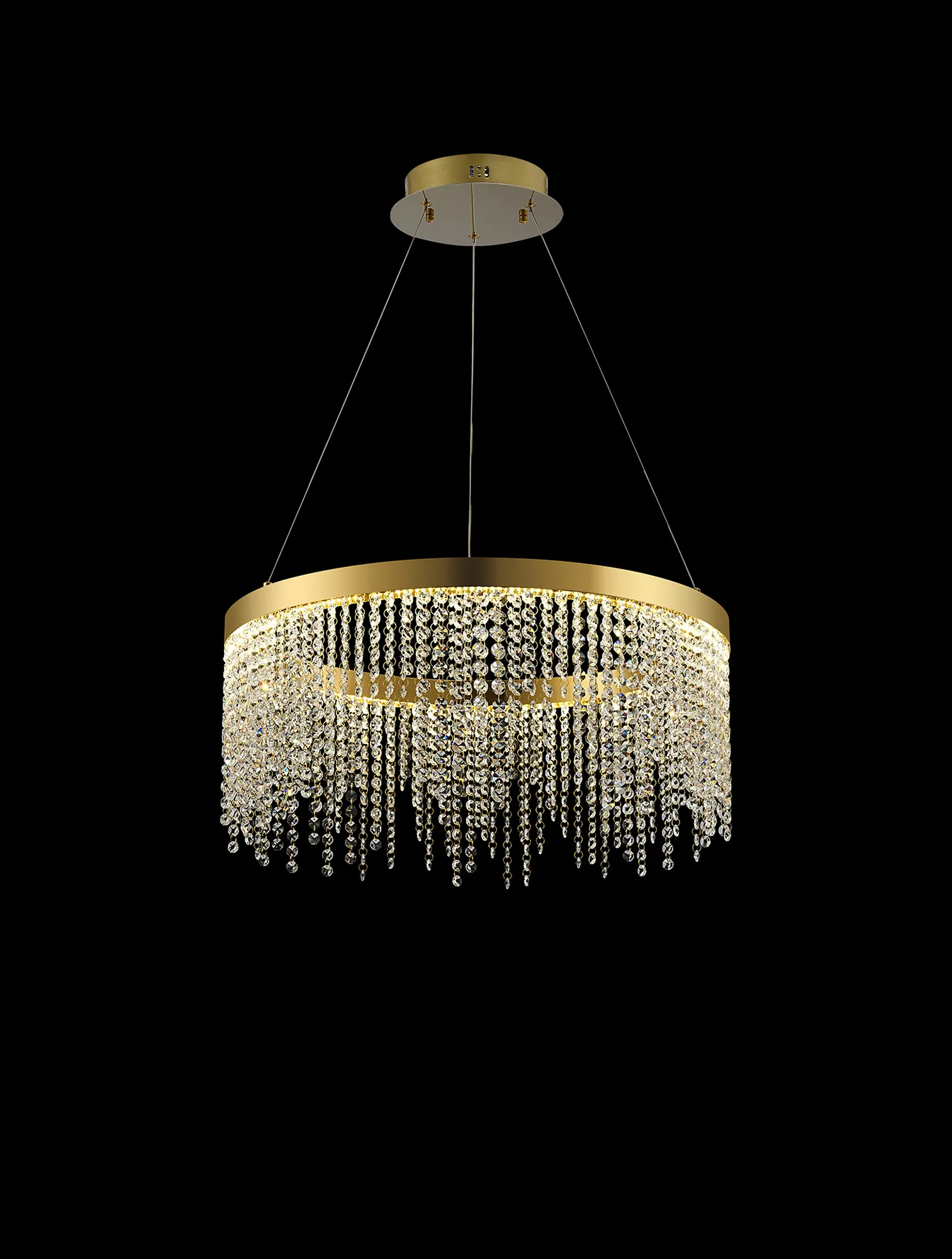 Bano French Gold Crystal Ceiling Lights Diyas Ringed & Square Crystal Fittings